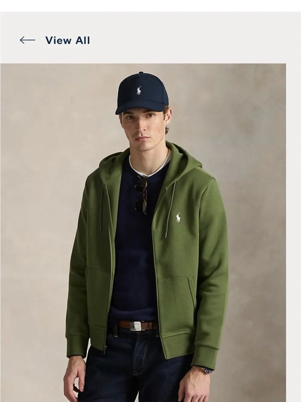 Polo by Ralph Lauren Olive Green Zip Hoodie with White Pony